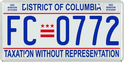 DC license plate FC0772