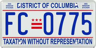 DC license plate FC0775