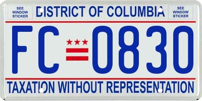 DC license plate FC0830