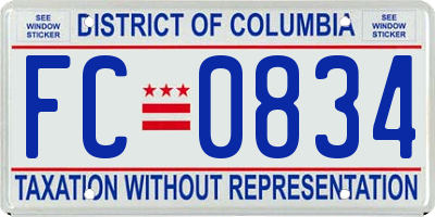 DC license plate FC0834