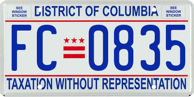 DC license plate FC0835