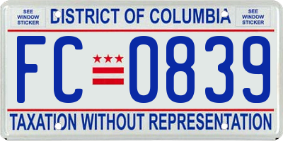 DC license plate FC0839