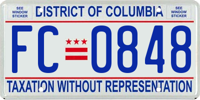 DC license plate FC0848