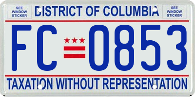 DC license plate FC0853