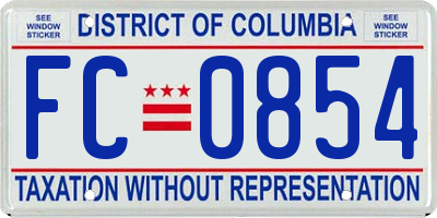 DC license plate FC0854