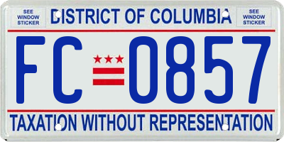 DC license plate FC0857