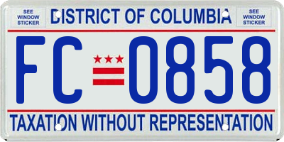 DC license plate FC0858