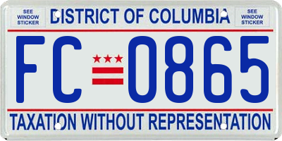 DC license plate FC0865