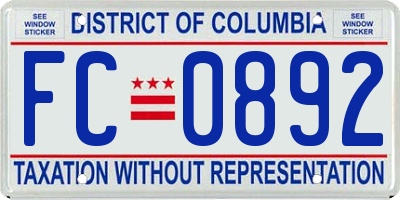 DC license plate FC0892