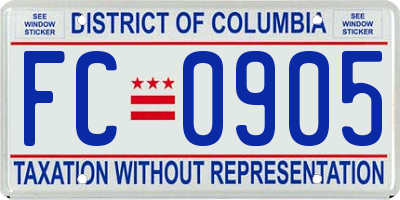 DC license plate FC0905