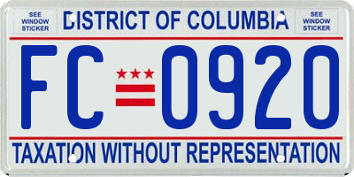 DC license plate FC0920