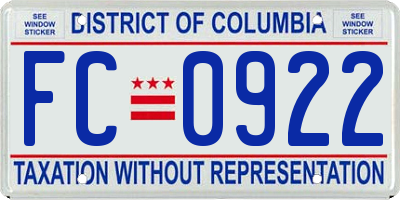 DC license plate FC0922