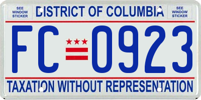 DC license plate FC0923