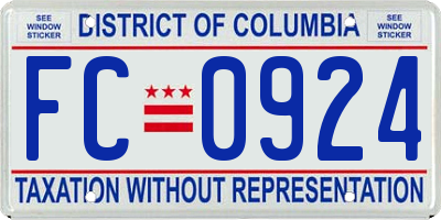 DC license plate FC0924