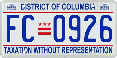 DC license plate FC0926