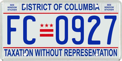 DC license plate FC0927