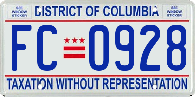 DC license plate FC0928