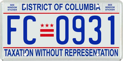 DC license plate FC0931