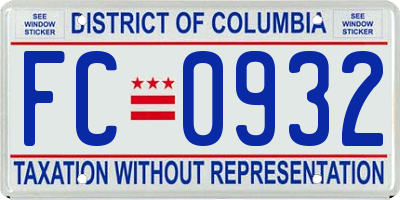 DC license plate FC0932