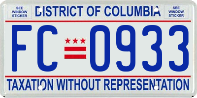 DC license plate FC0933