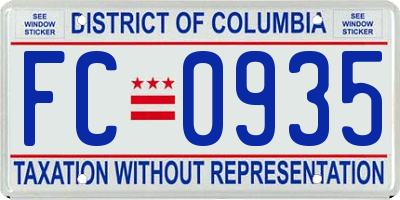 DC license plate FC0935