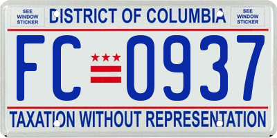 DC license plate FC0937