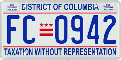 DC license plate FC0942