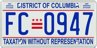 DC license plate FC0947