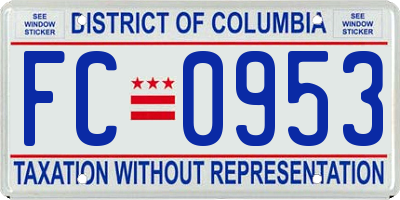 DC license plate FC0953