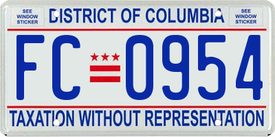 DC license plate FC0954