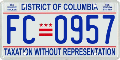 DC license plate FC0957