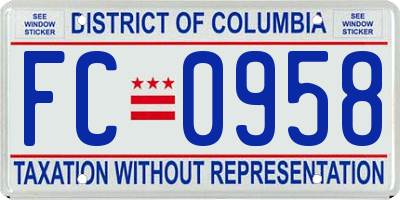 DC license plate FC0958