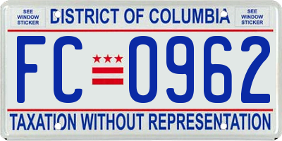 DC license plate FC0962