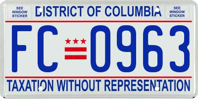 DC license plate FC0963