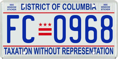 DC license plate FC0968