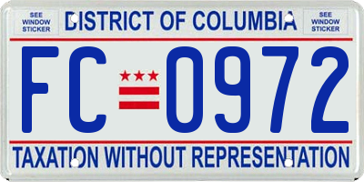 DC license plate FC0972