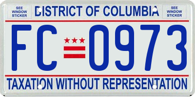 DC license plate FC0973