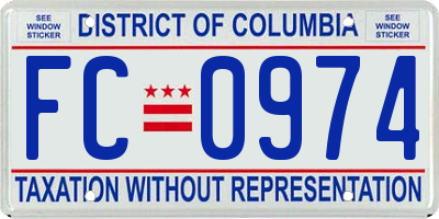 DC license plate FC0974