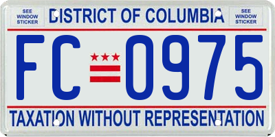 DC license plate FC0975