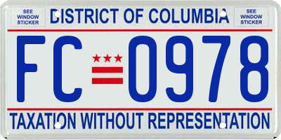 DC license plate FC0978