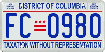 DC license plate FC0980