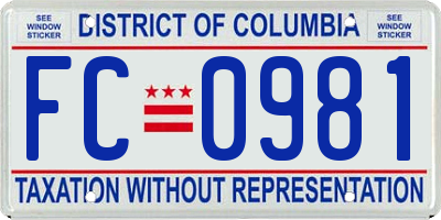 DC license plate FC0981