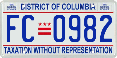 DC license plate FC0982