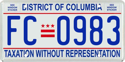 DC license plate FC0983