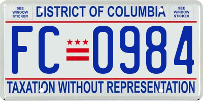 DC license plate FC0984