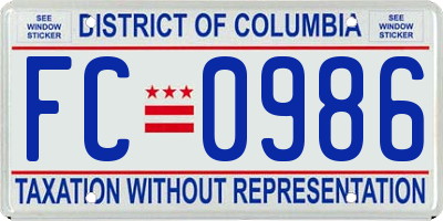 DC license plate FC0986