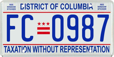 DC license plate FC0987