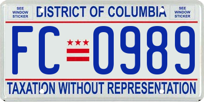 DC license plate FC0989