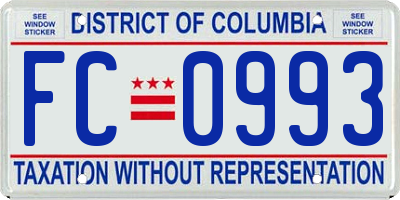 DC license plate FC0993