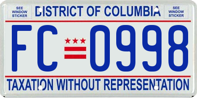 DC license plate FC0998